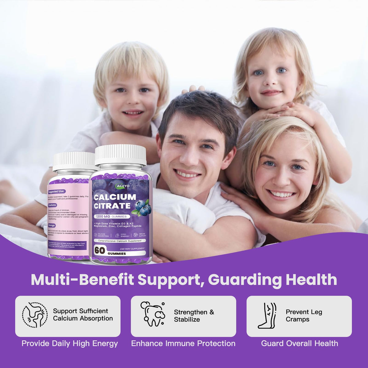 ACEYO Calcium Citrate Gummies natural fruit flavor