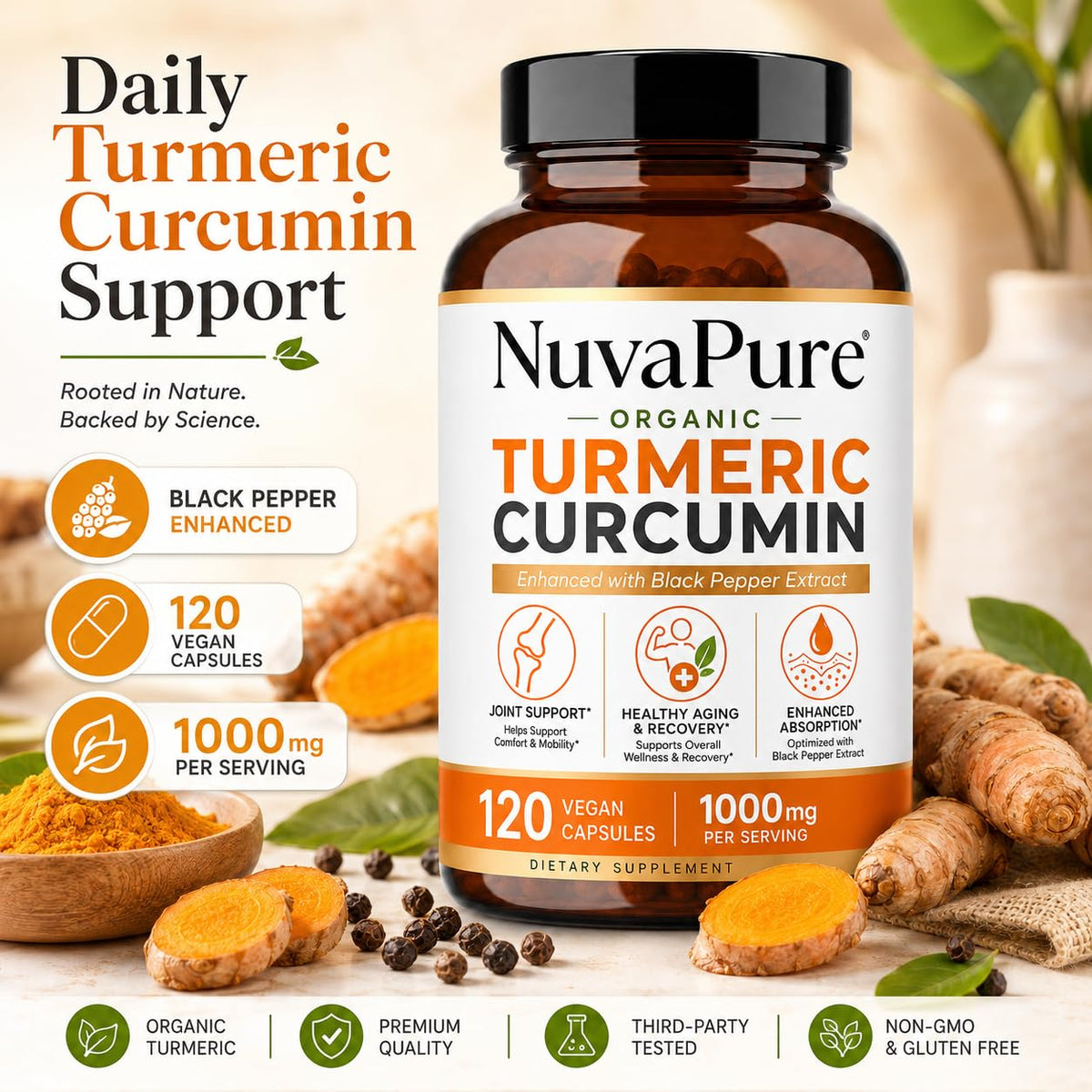 Achuhue Curcuma Curcumin 100g arrière avec informations nutritionnelles