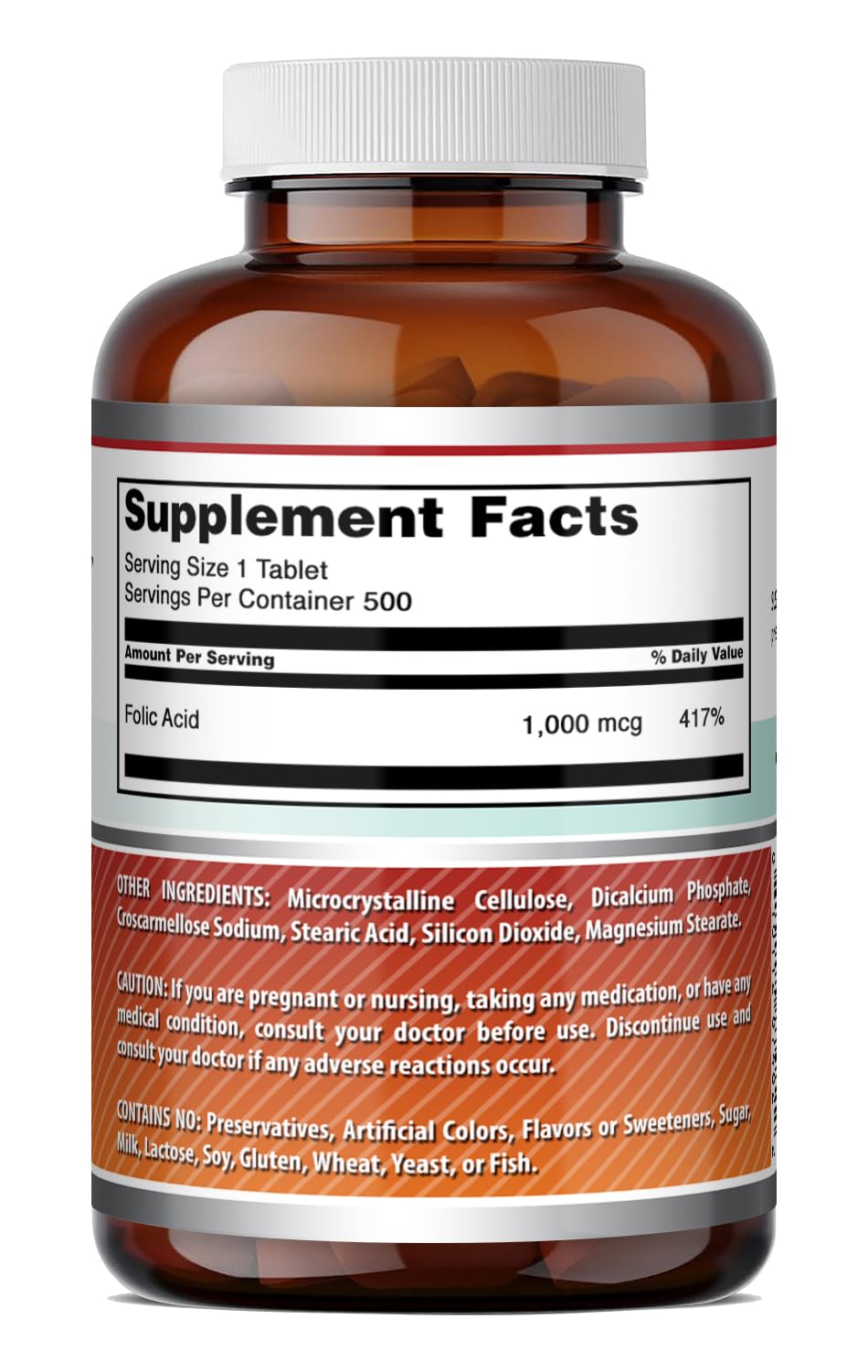 Acide Folique 1000 mcg Amazing Nutrition avec un verre d'eau