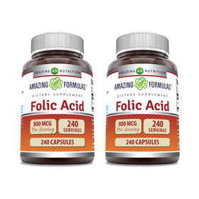 Acide Folique Amazing Nutrition 800 Mcg 240 Capsules vue de face