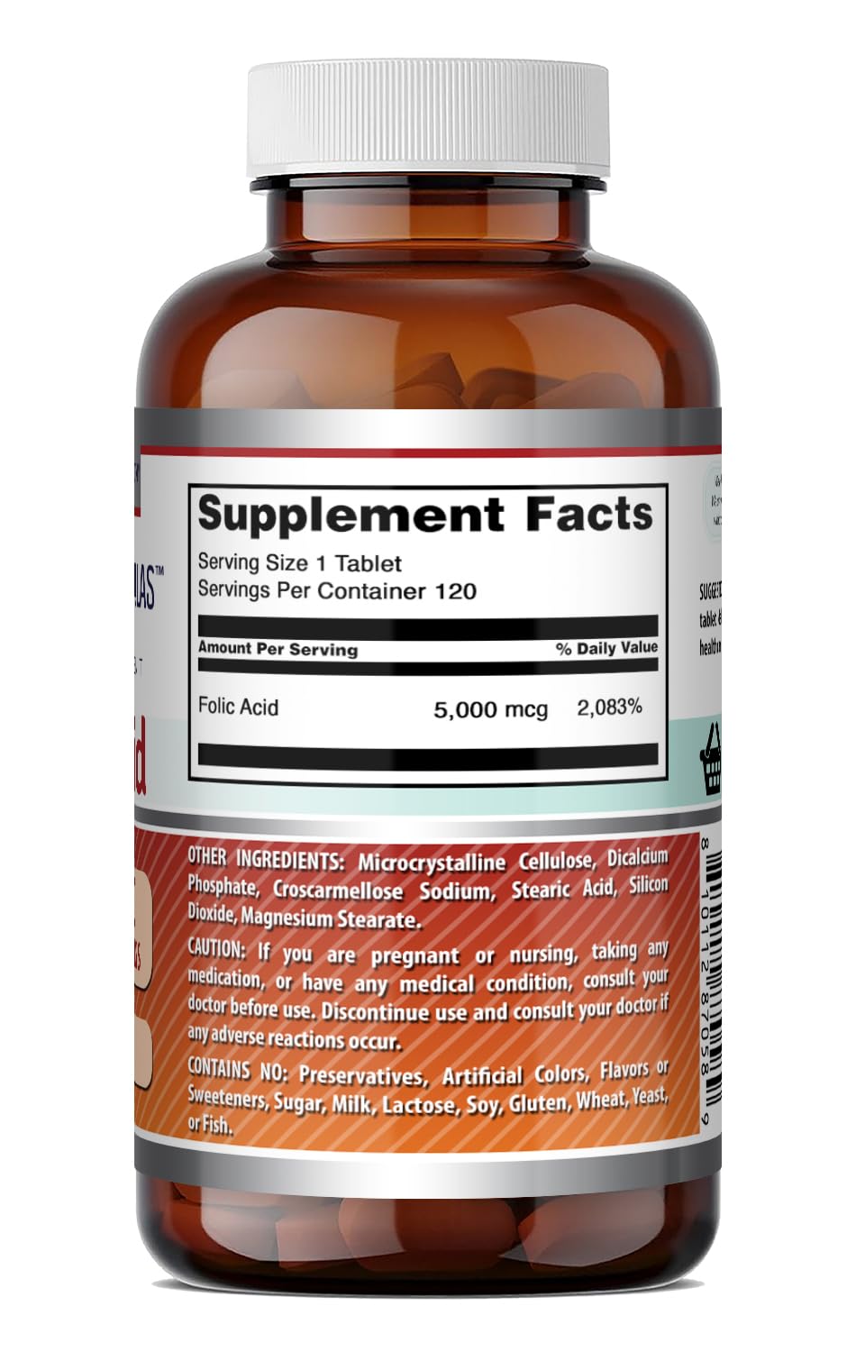 Acide folique Amazing Nutrition avec fond neutre