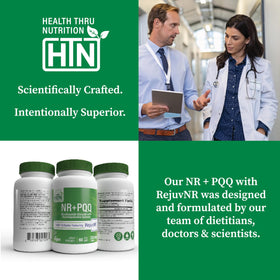 Activateur NAD+ 300mg avec PQQ de Health Thru Nutrition, emballage sur une table