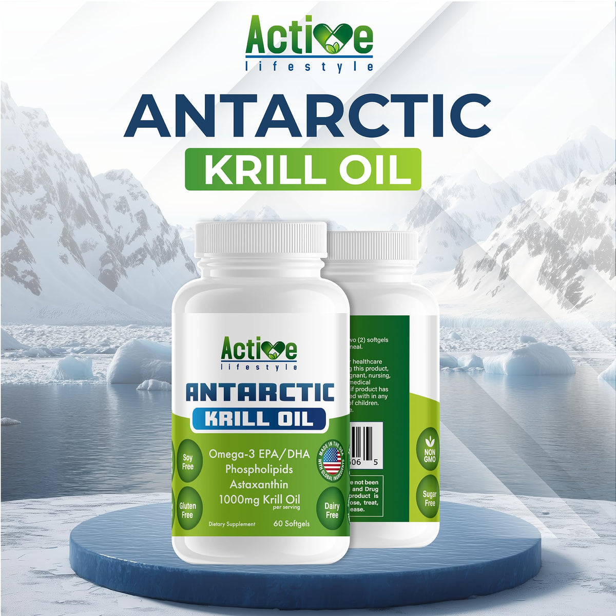 Active Lifestyle huile de krill 1000mg vue de dos