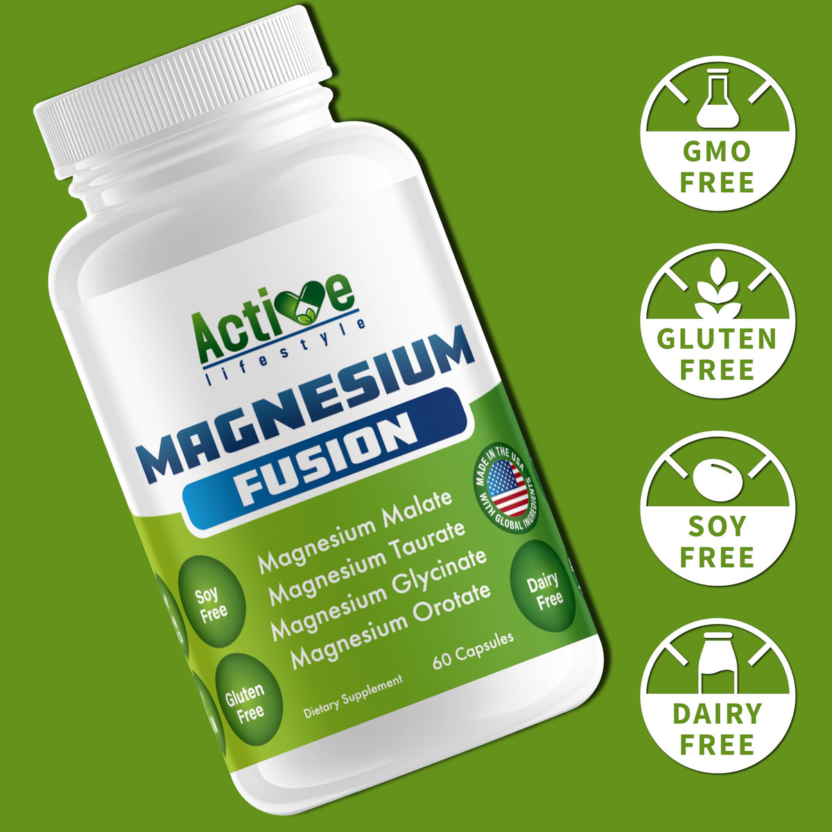 Active Lifestyle Magnesium Fusion 4X 200mg et verre d'eau