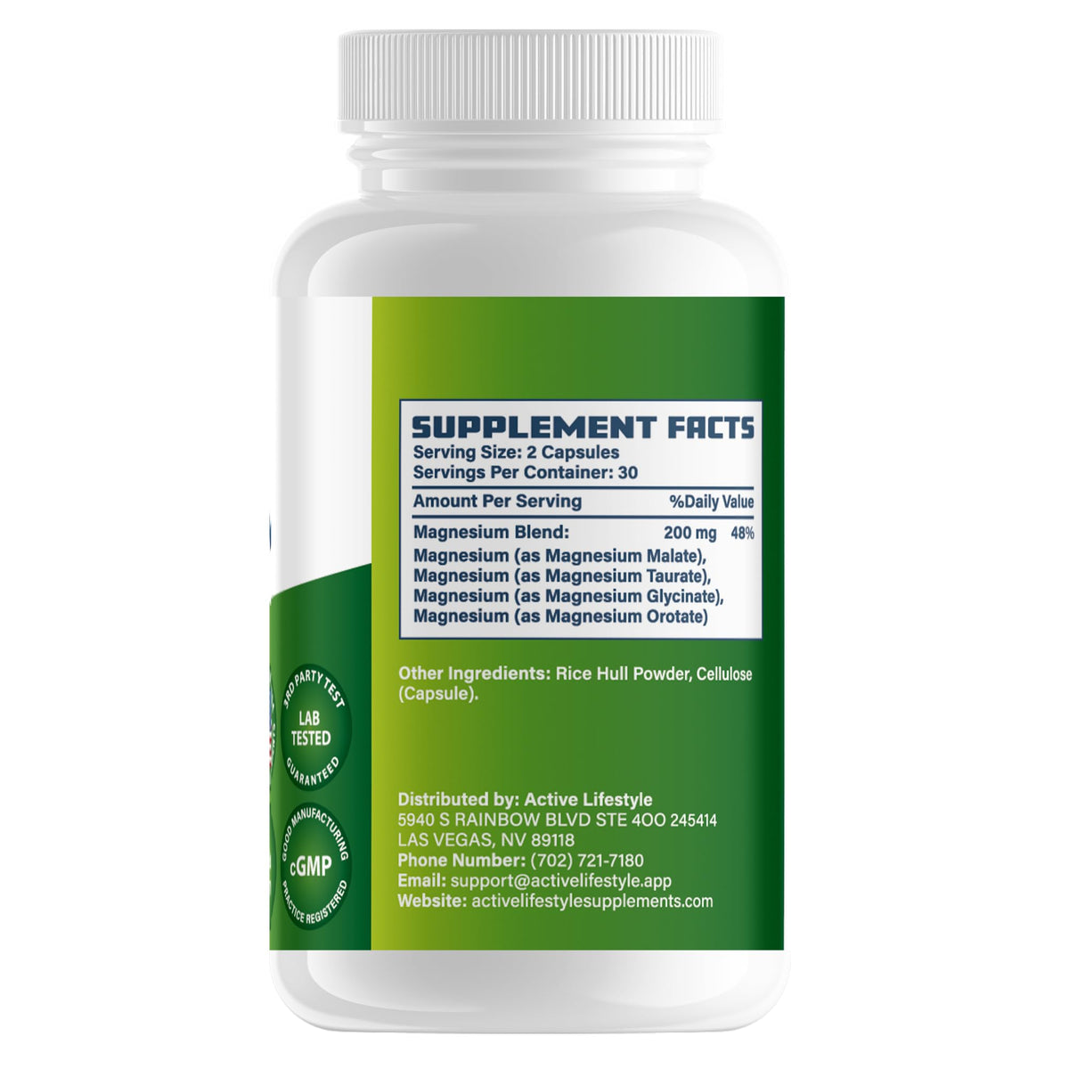 Active Lifestyle Magnesium Fusion 4X complexe 200mg arrière