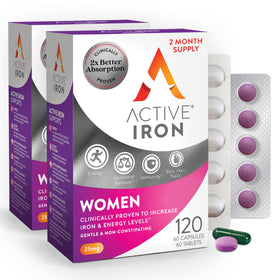 ACTIVEIRON Complément Alimentaire Fer 25mg et Multivitamines pour Femmes - vue de face