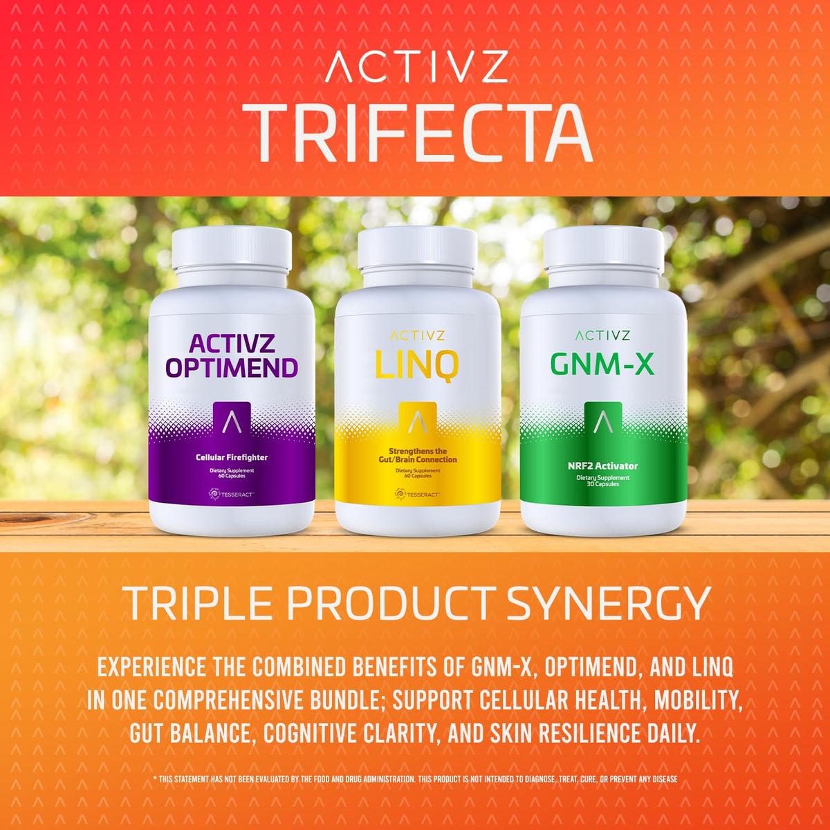 ACTIVZ Trifecta pack ouvert montrant les trois produits à l'intérieur