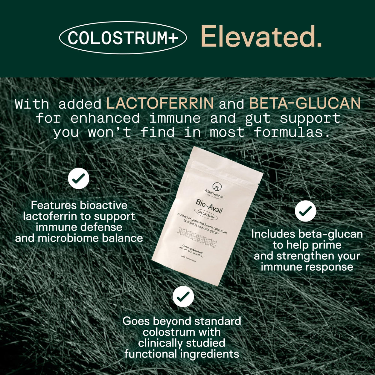 ADAPT NATURALS Colostrum 2500mg étiquette détaillée