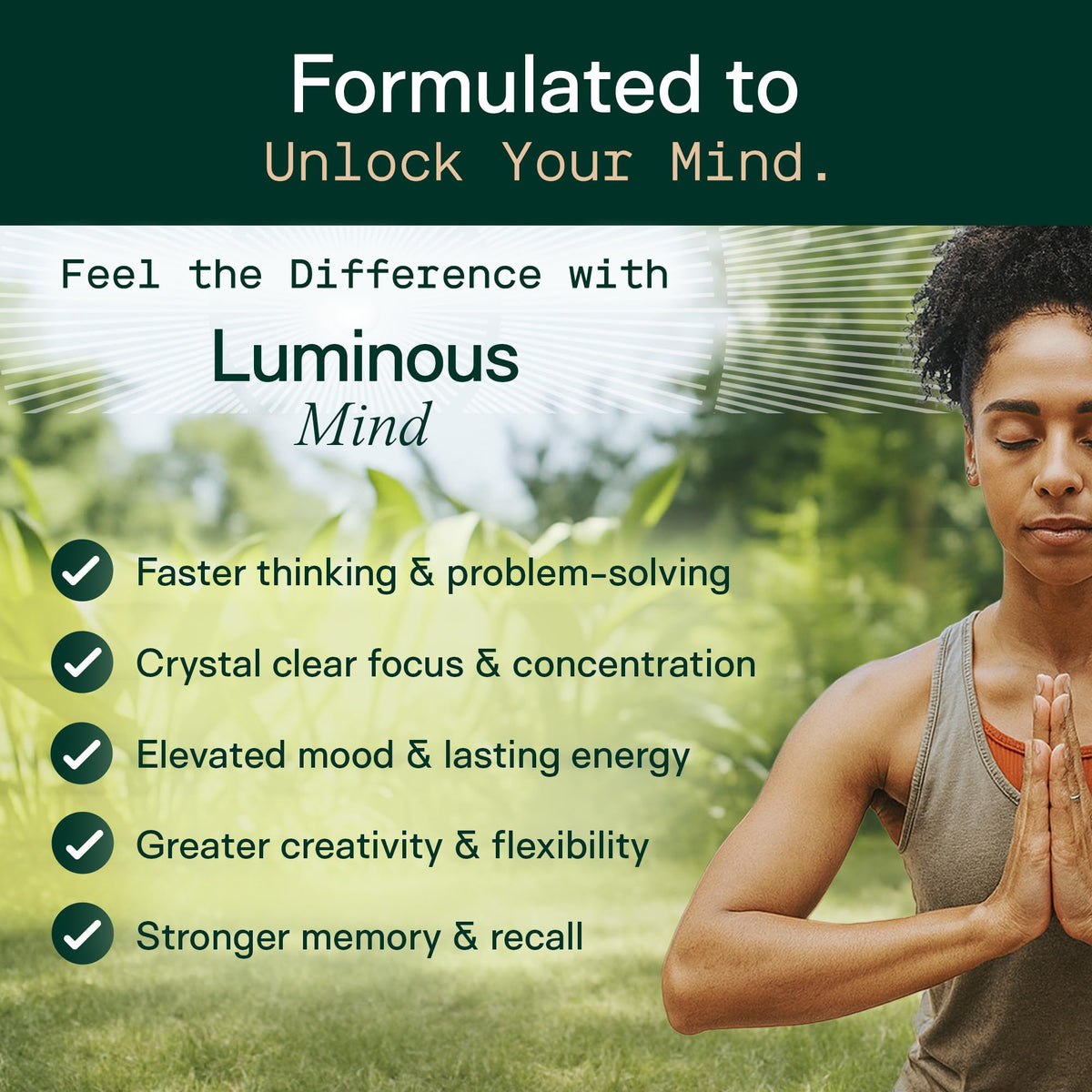 ADAPT NATURALS Luminous Mind capsules dans une main