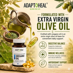 ADAPTOHEAL Huile d'Origan 4000mg gélules molles sur fond blanc