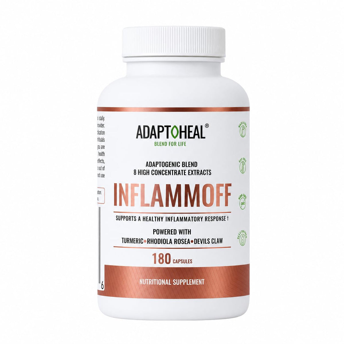 ADAPTOHEAL Inflammoff Complément Alimentaire 180 capsules vue de face