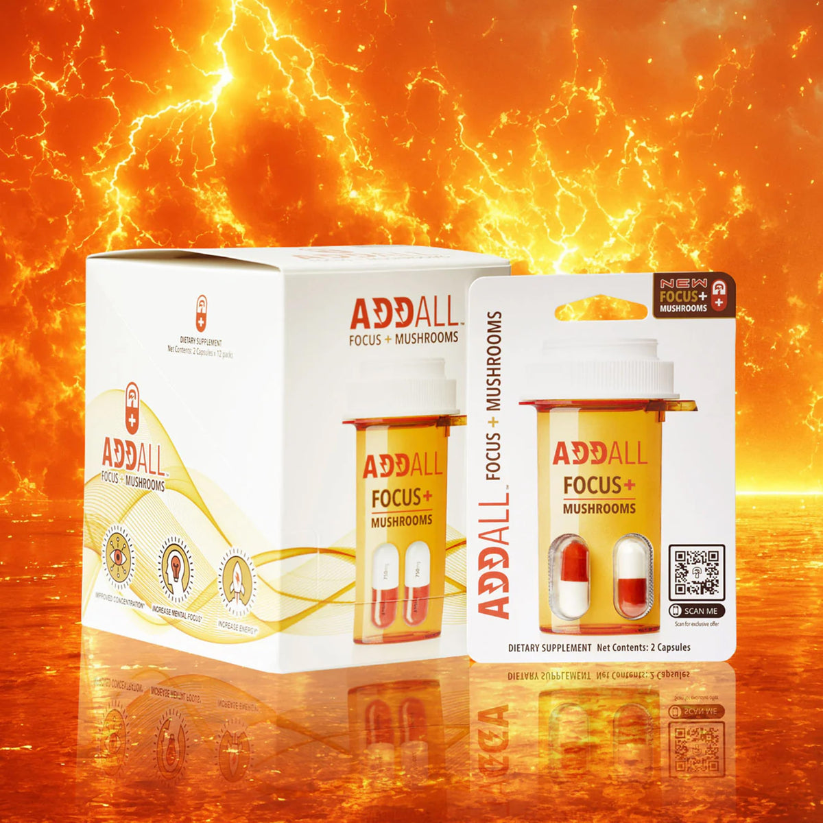 Addall Complément Alimentaire Mémoire Champignons capsules ouvertes
