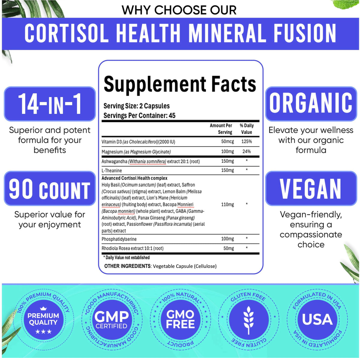 Adndale Compléments Alimentaires Cortisol Femme - vue des capsules