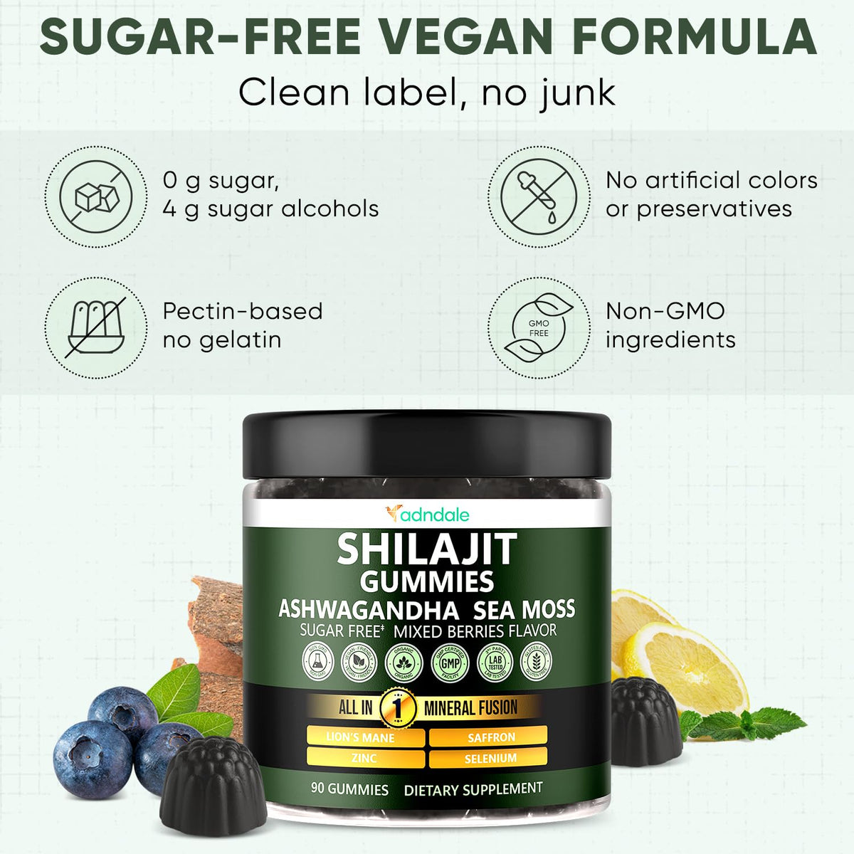 Adndale gummies Shilajit dans un bol