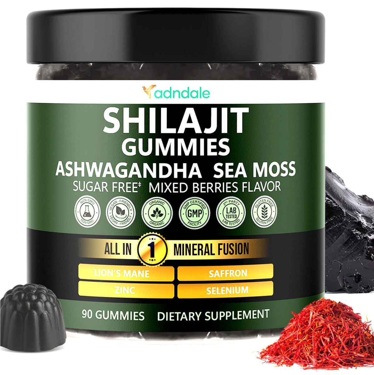 Adndale gummies Shilajit naturel Himalayen boîte de 90 gummies