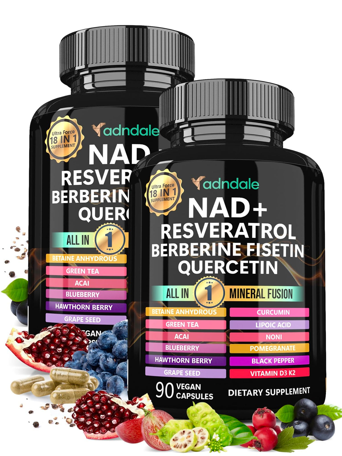 Adndale Liposomal NAD Complément Alimentaire 180 capsules vue de face