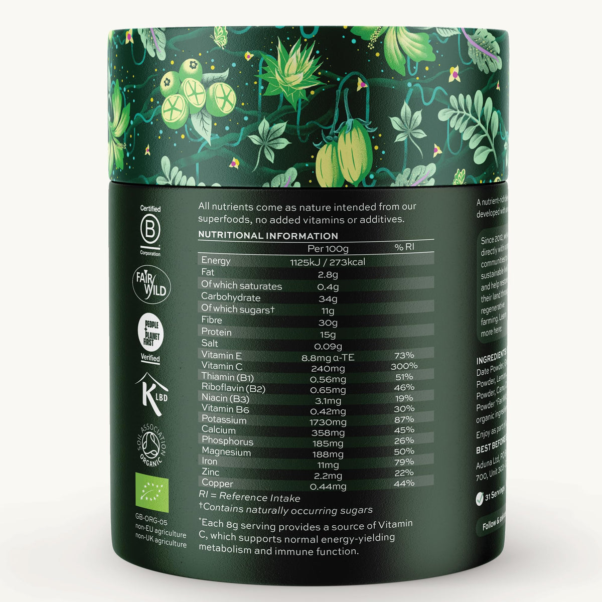 Aduna Mélange de Super Greens Bio 250g - packaging