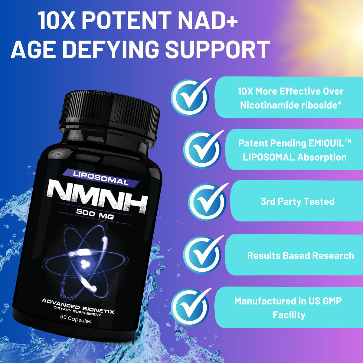 Advanced Bionetix Liposomal NMNH 500mg capsule close-up