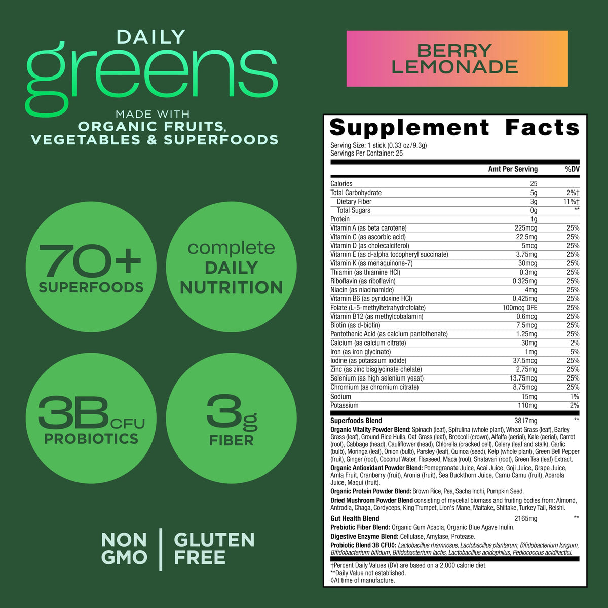 AdvoCare Daily Greens mélange de super-aliments vue du dessus