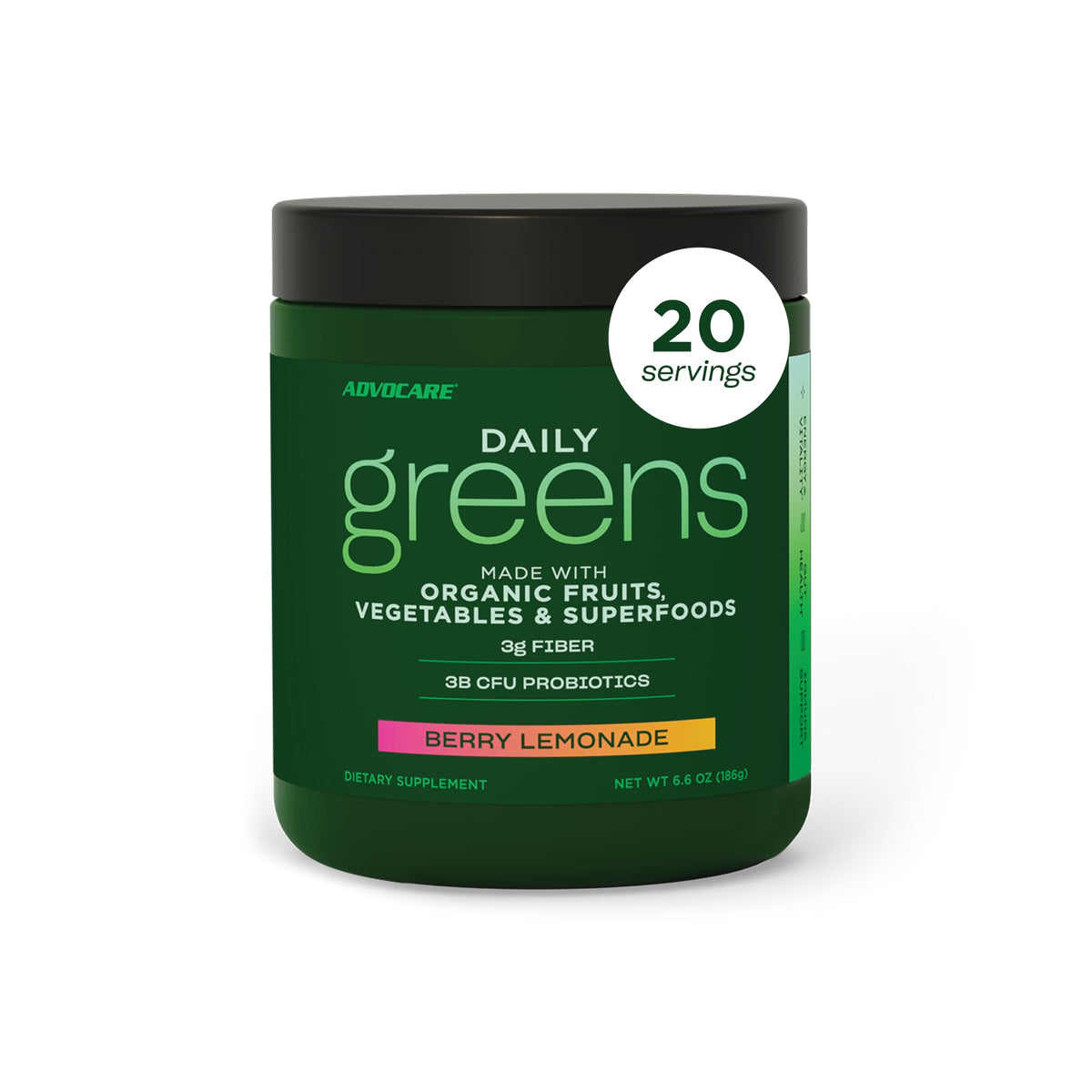 AdvoCare Daily Greens poudre superaliment 249g saveur baie citron vue de face