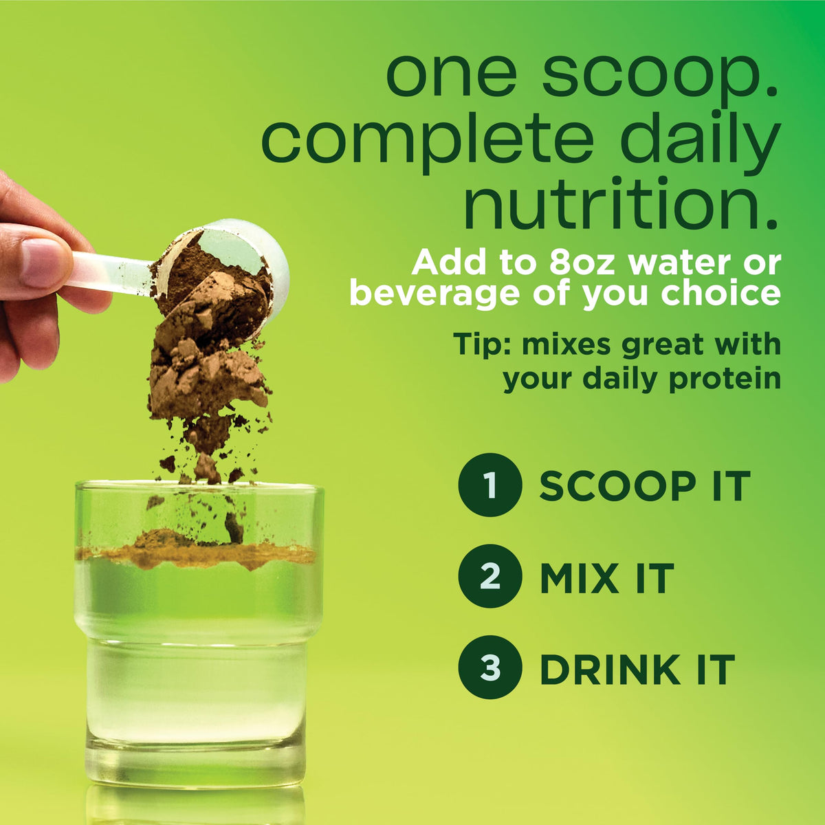 AdvoCare Daily Greens Superfood Chocolat, étiquette du produit
