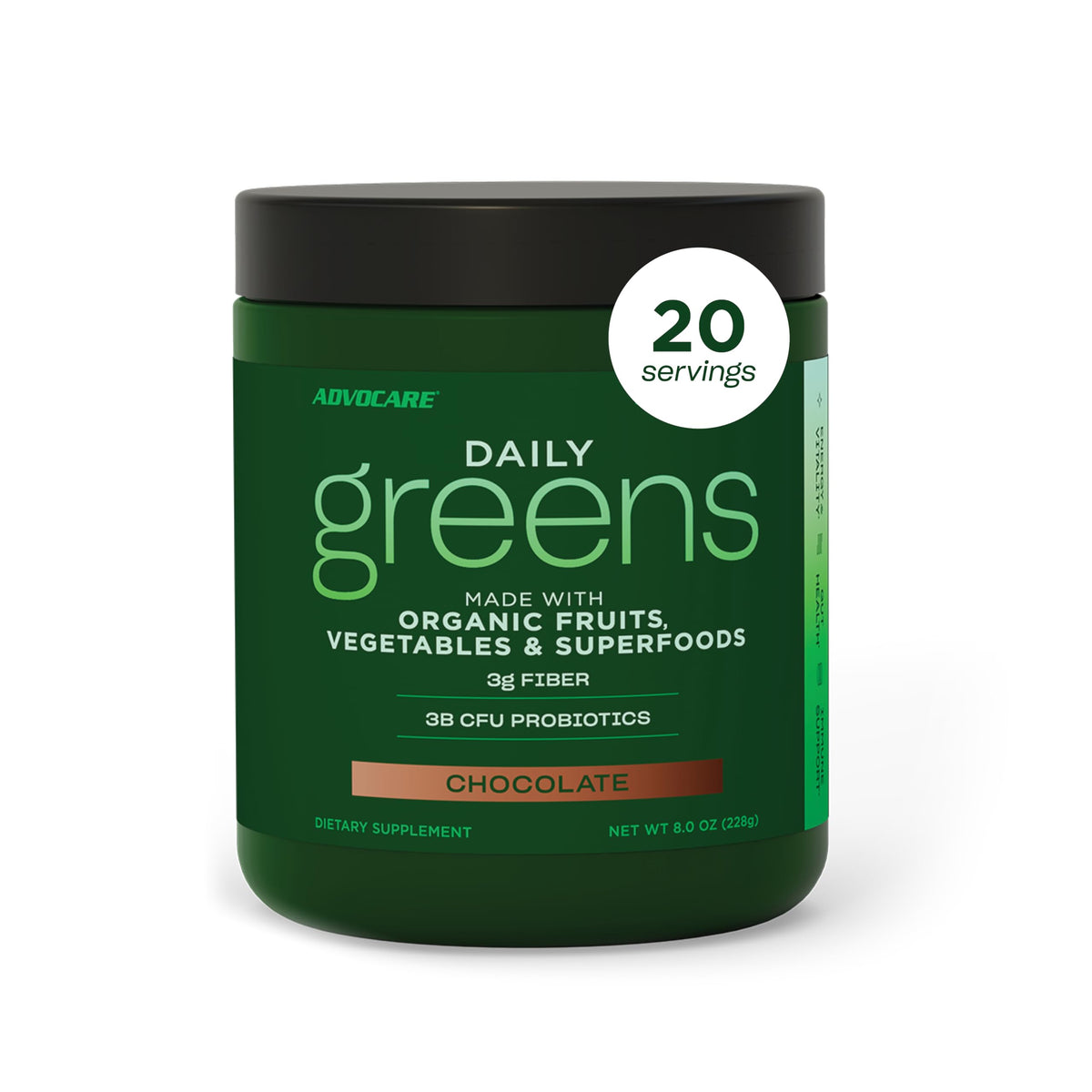 AdvoCare Daily Greens Superfood Mélange Chocolat 290g, vue avant