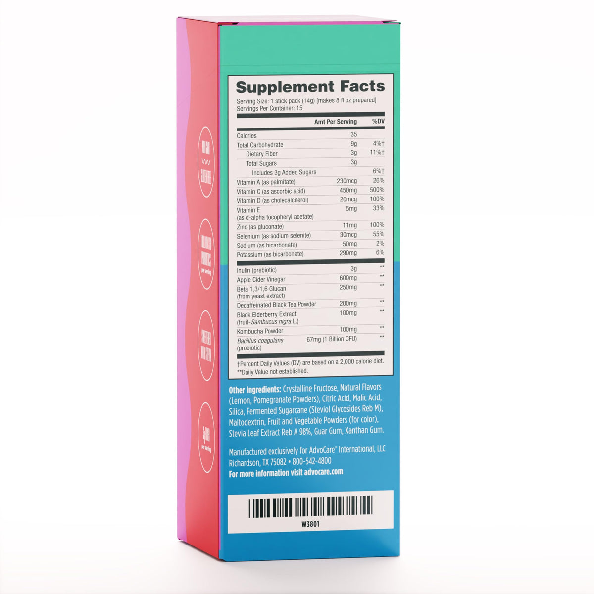AdvoCare Harmony sachets de kombucha avec eau dans un verre