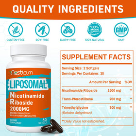 Aesticum Nicotinamide Riboside 2000mg softgels sur fond blanc