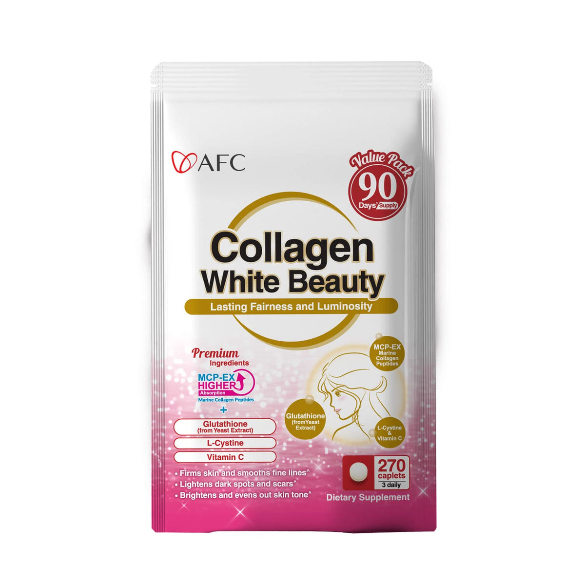 AFC Collagène White Beauty Glutathione 270 gélules vue de face