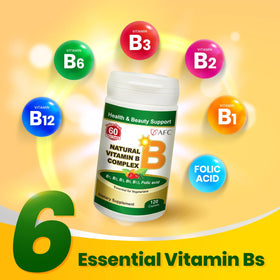 AFC Complexe de Vitamines B 120 Capsules sur un fond blanc