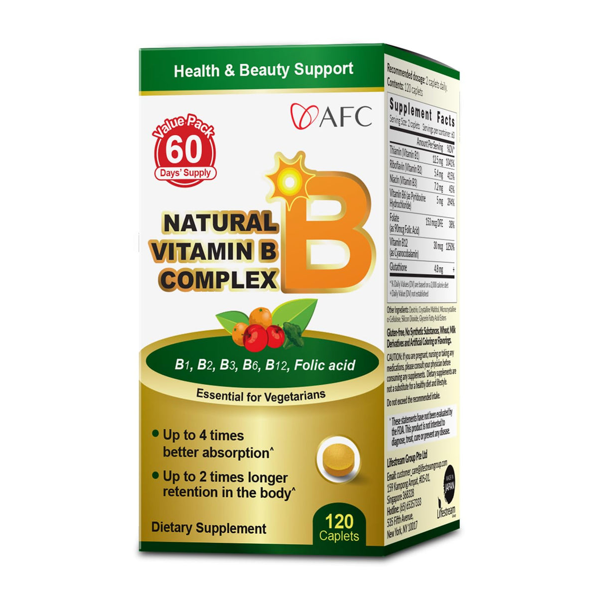 AFC Complexe de Vitamines B 120 Capsules vue de face