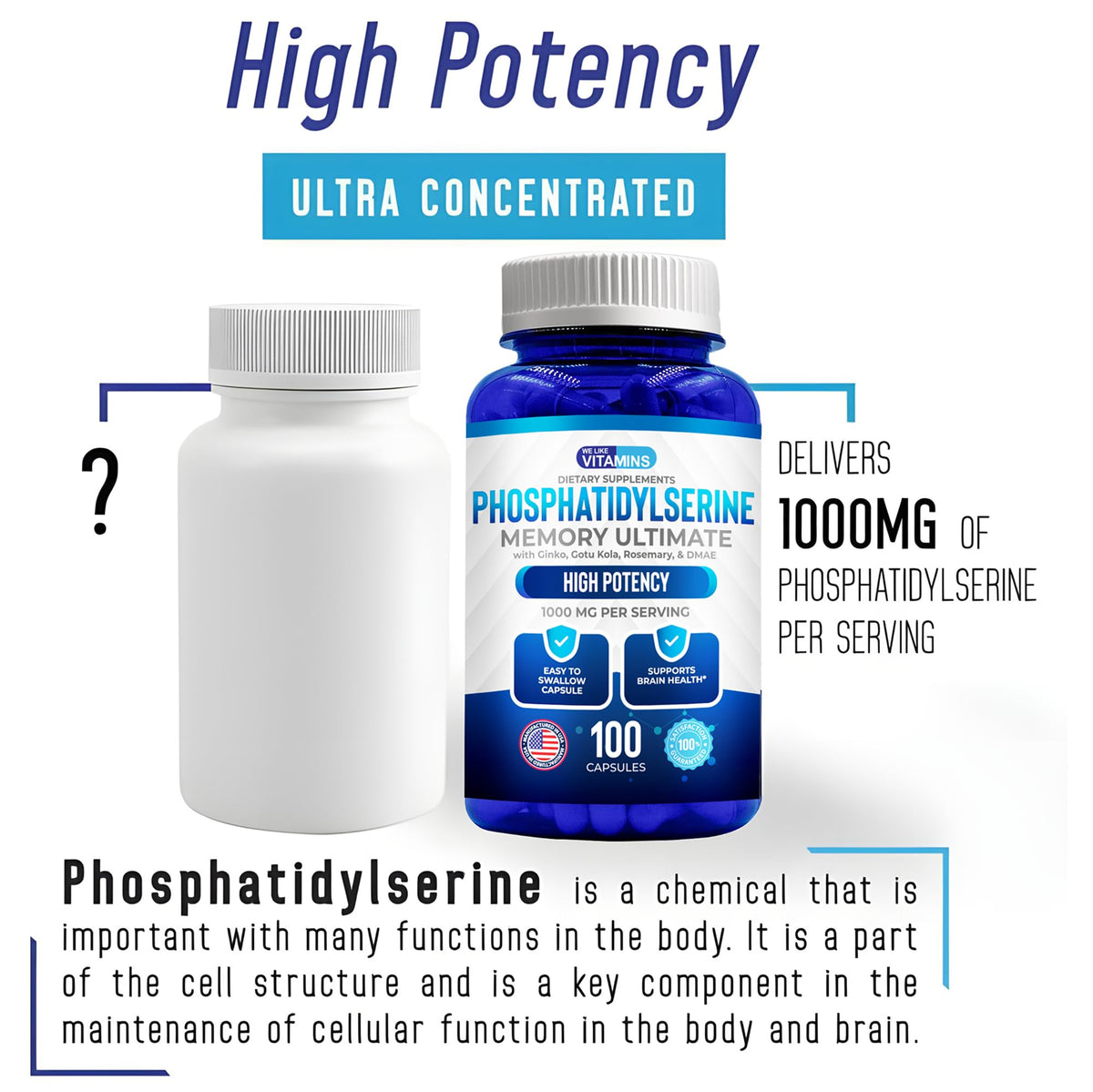 Affichage des capsules de phosphatidylsérine avec étiquette