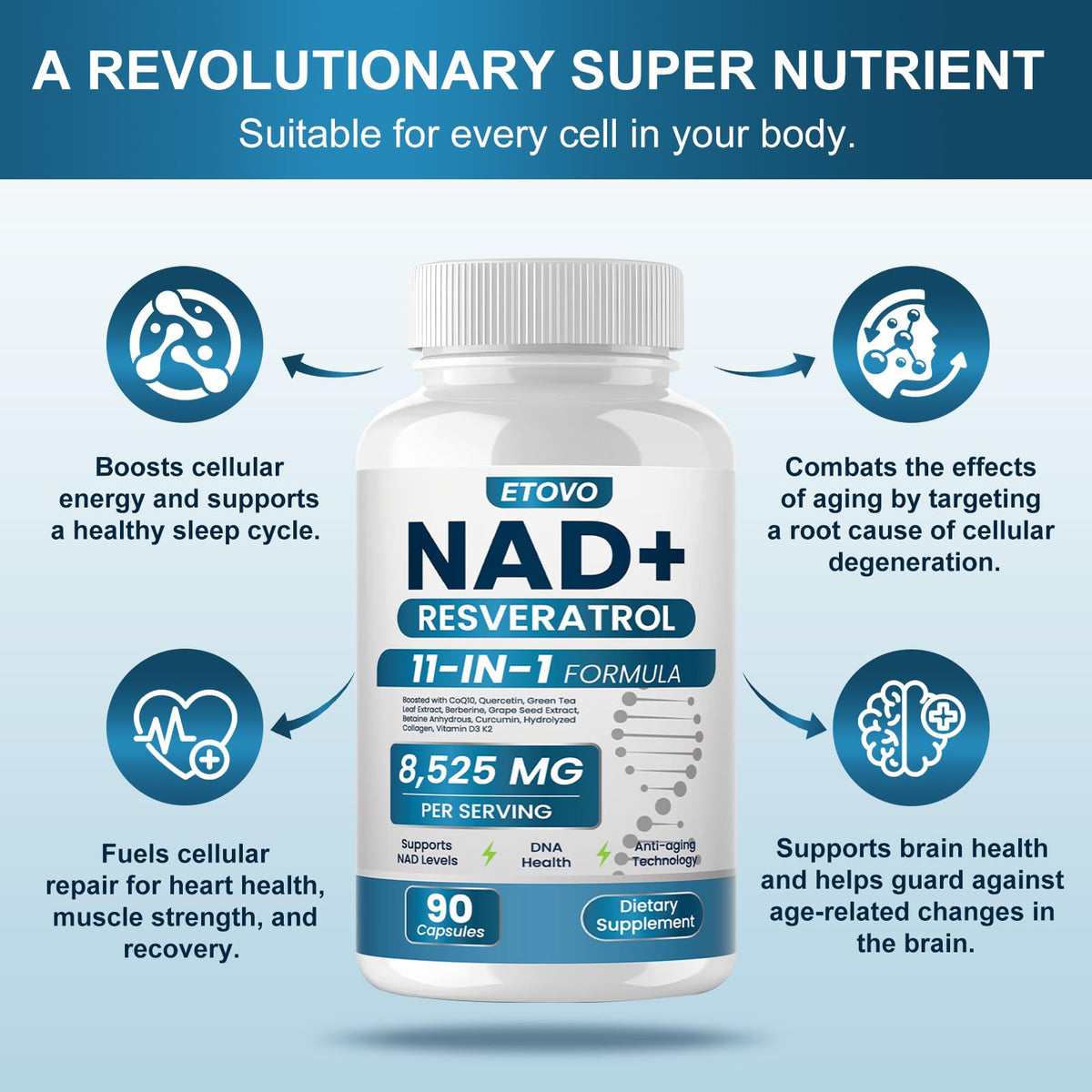 Affichage des capsules liposomales de NAD+ par ETOVO