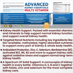 Affichage des ingrédients de Kidney Restore Advanced Kidney Essentials Multivitamin