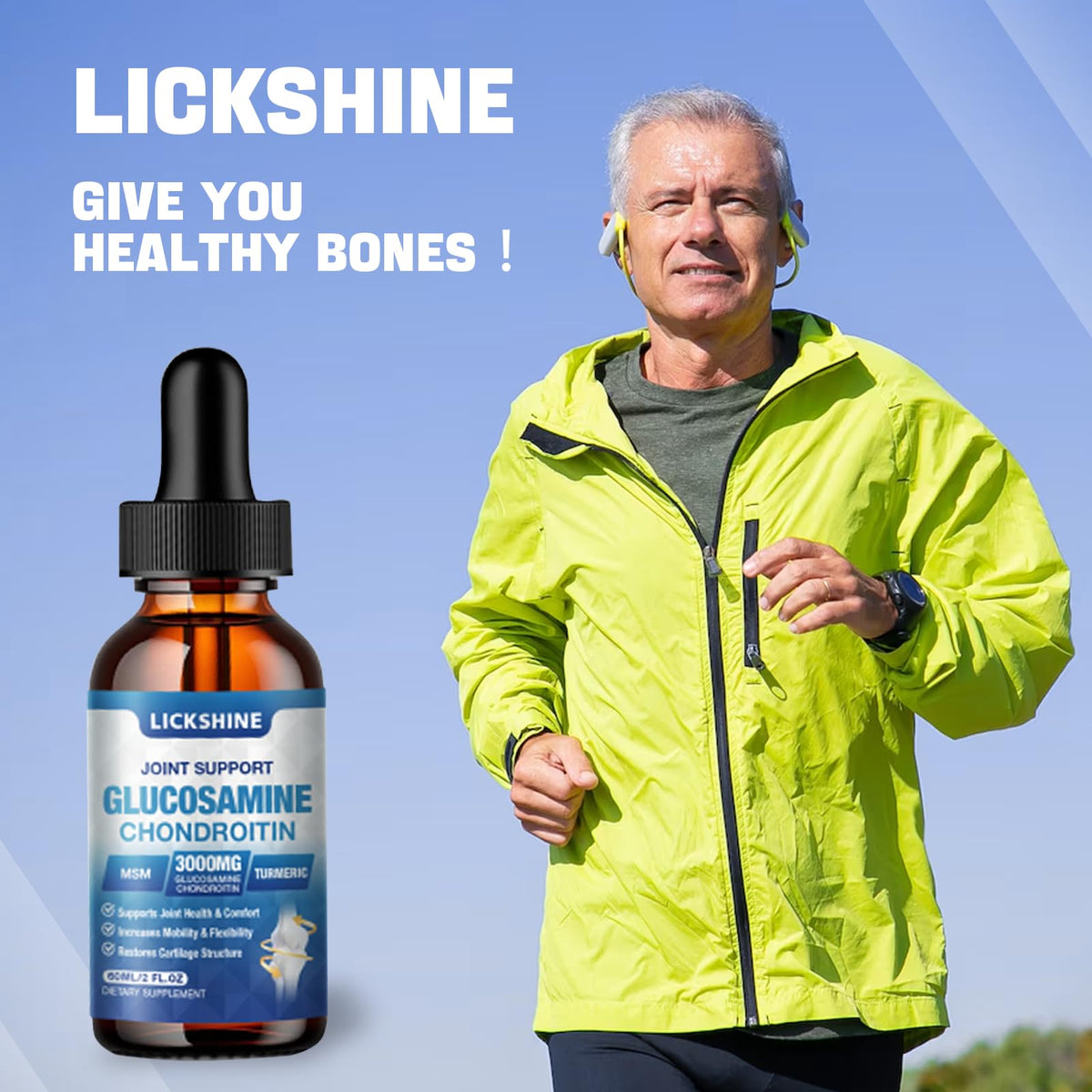 Affichage des ingrédients des gouttes Lickshine Glucosamine Chondroïtine