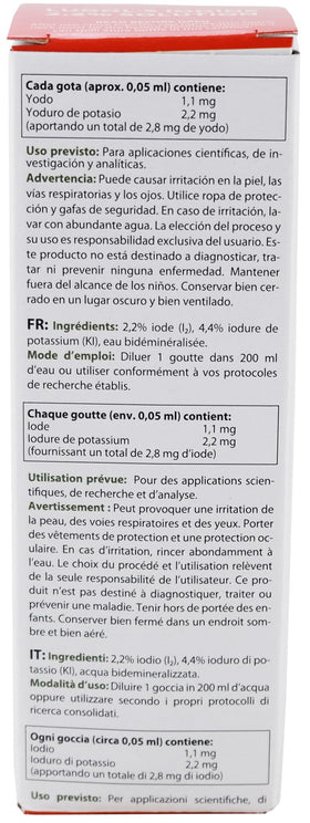Affichage des spécifications de la Solution Iodée Lugol 2,2%