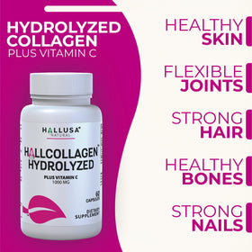 Affichage du dosage recommandé pour Hallusa Natural Collagène