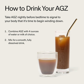 AG1 AGZ Boisson de Nuit, poudre dans un verre d'eau