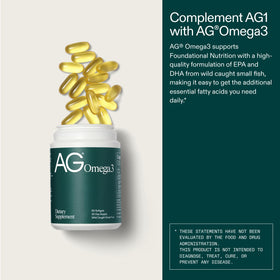 AG1 capsules Omega 3 dans un verre