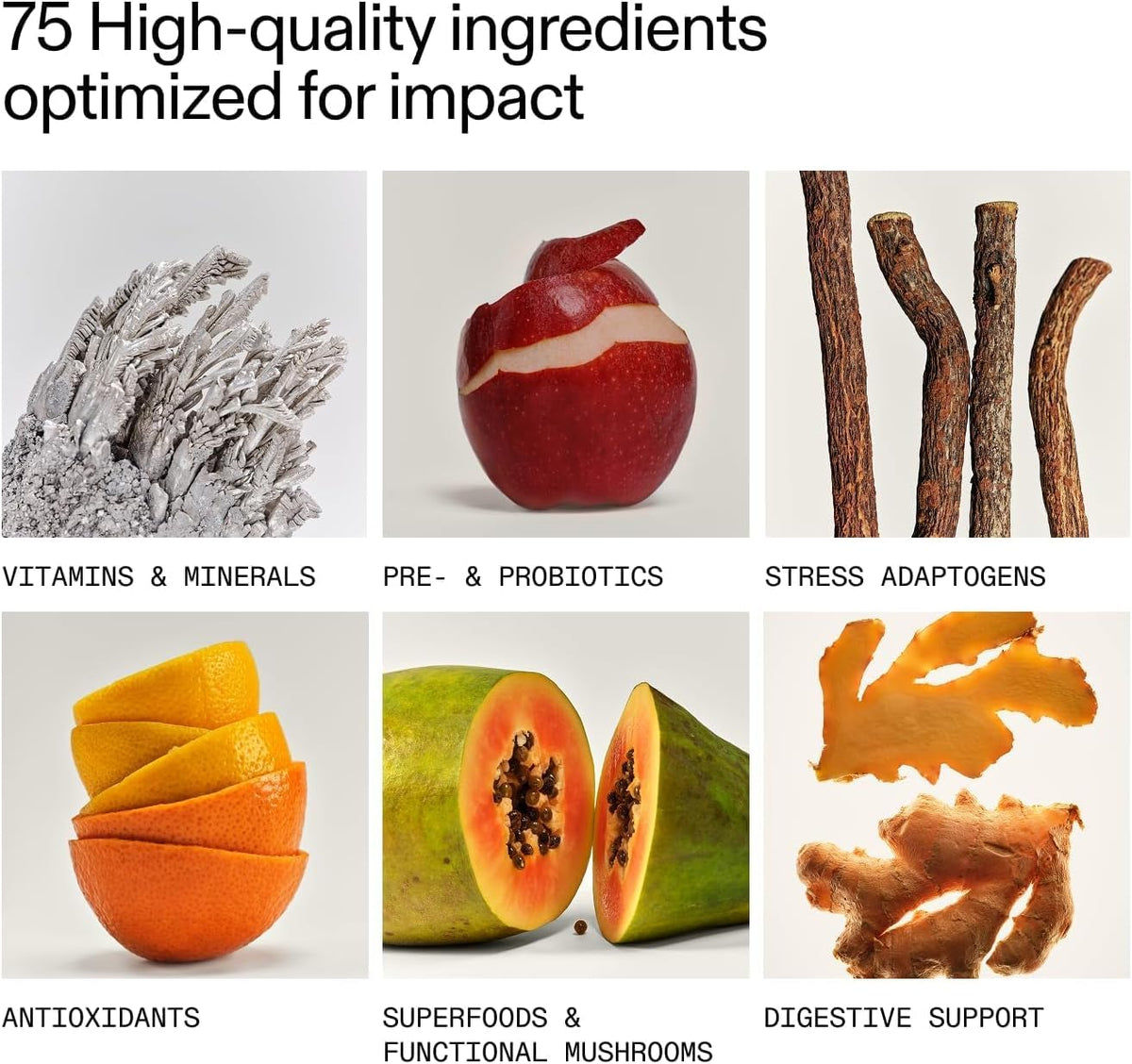 AG1 Poudre de Super-aliments sachet avec informations nutritionnelles