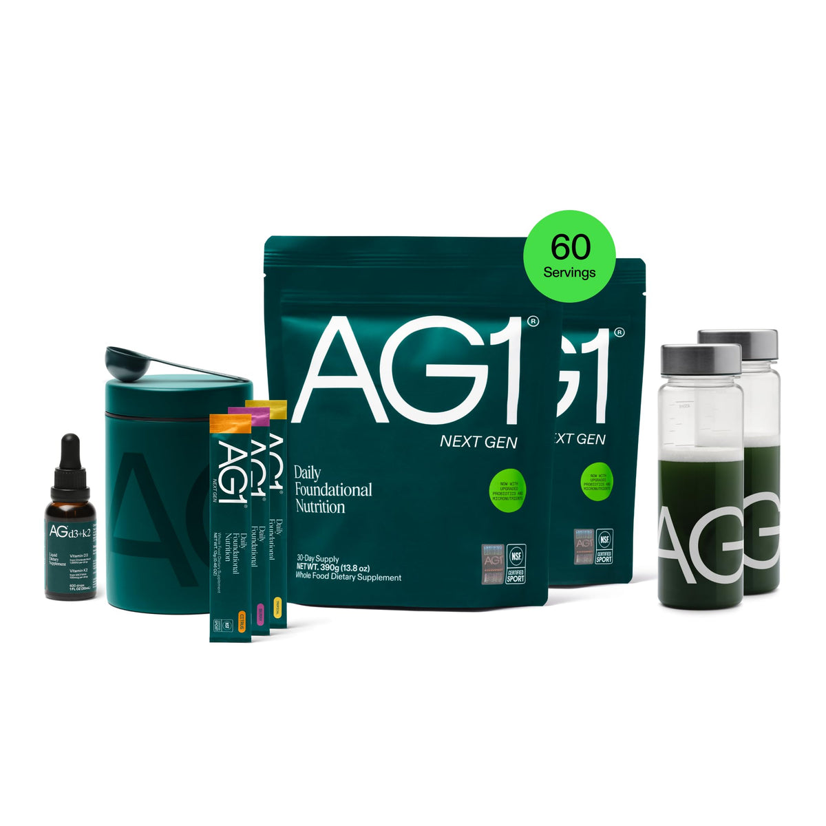 AG1 Poudre de Superaliment Multivitamines et Probiotiques 2159g - vue avant