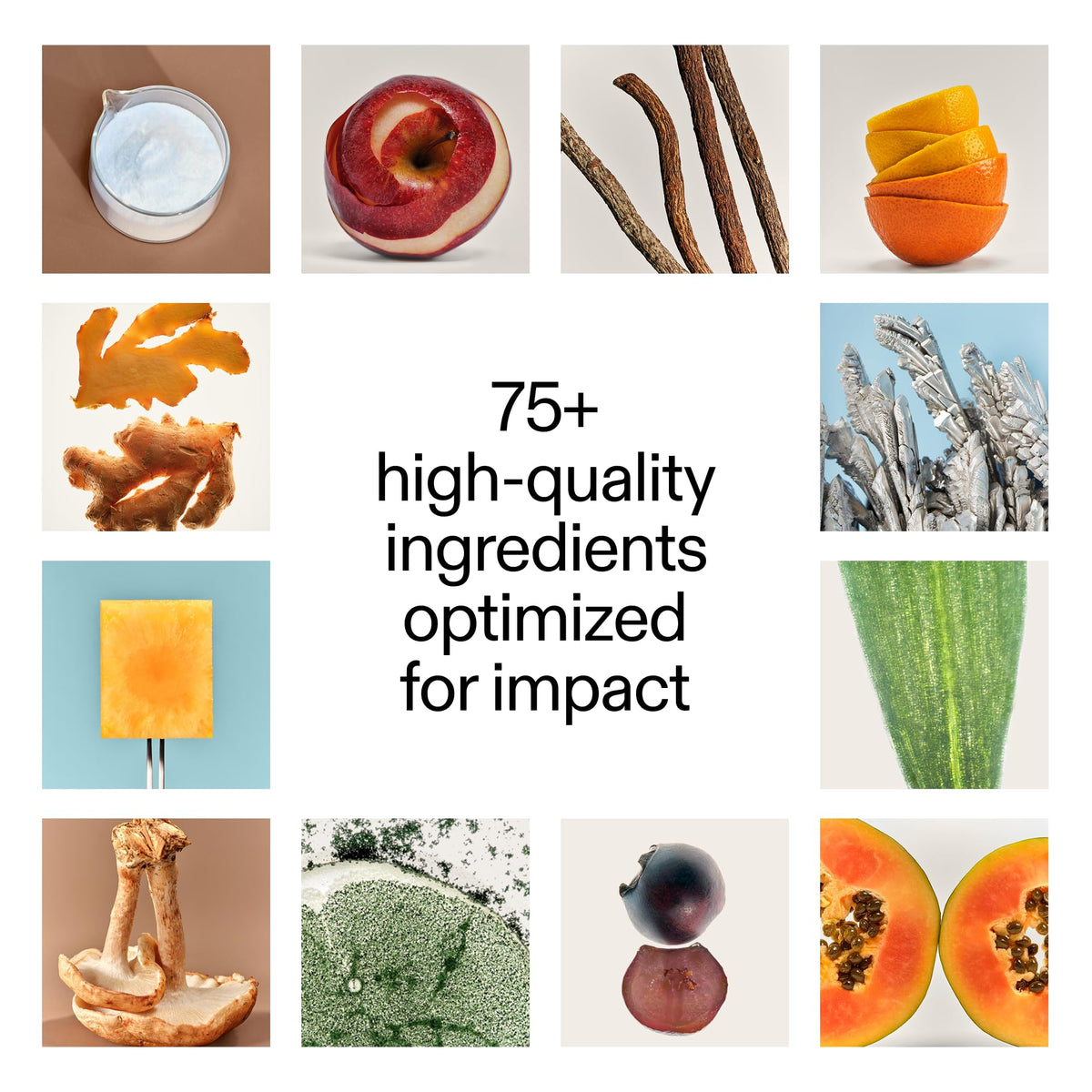 AG1 Superfood et Probiotique vue de côté avec dimensions du paquet