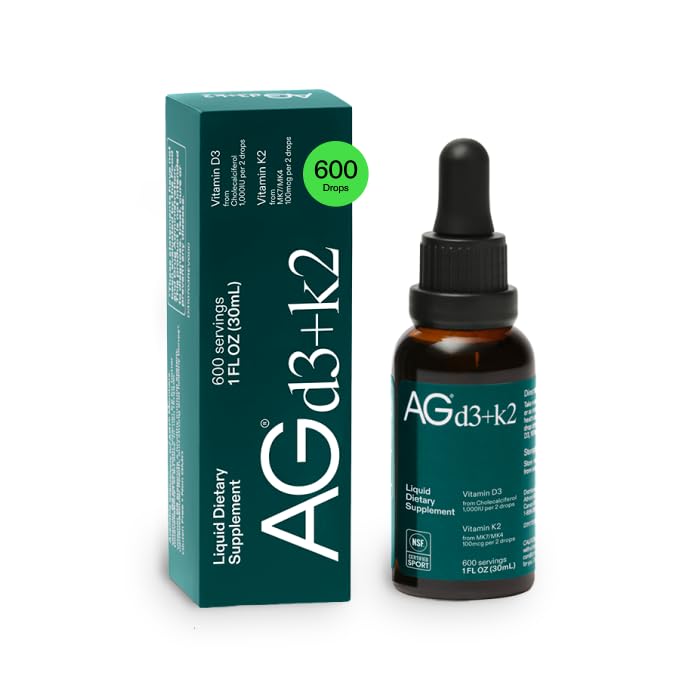 AG1 Vitamine D3 + K2 gouttes liquides 1000UI flacon avant