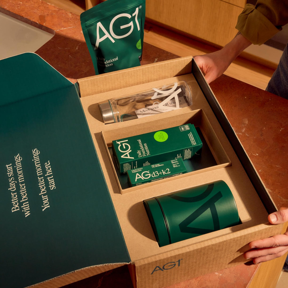 AG1 Vitamine D3 + K2 gouttes liquides avec étiquetage