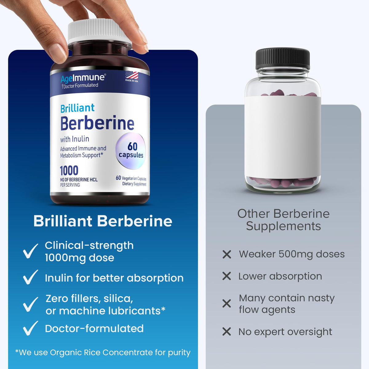 AgeImmune Berbérine 1000mg, emballage et capsules