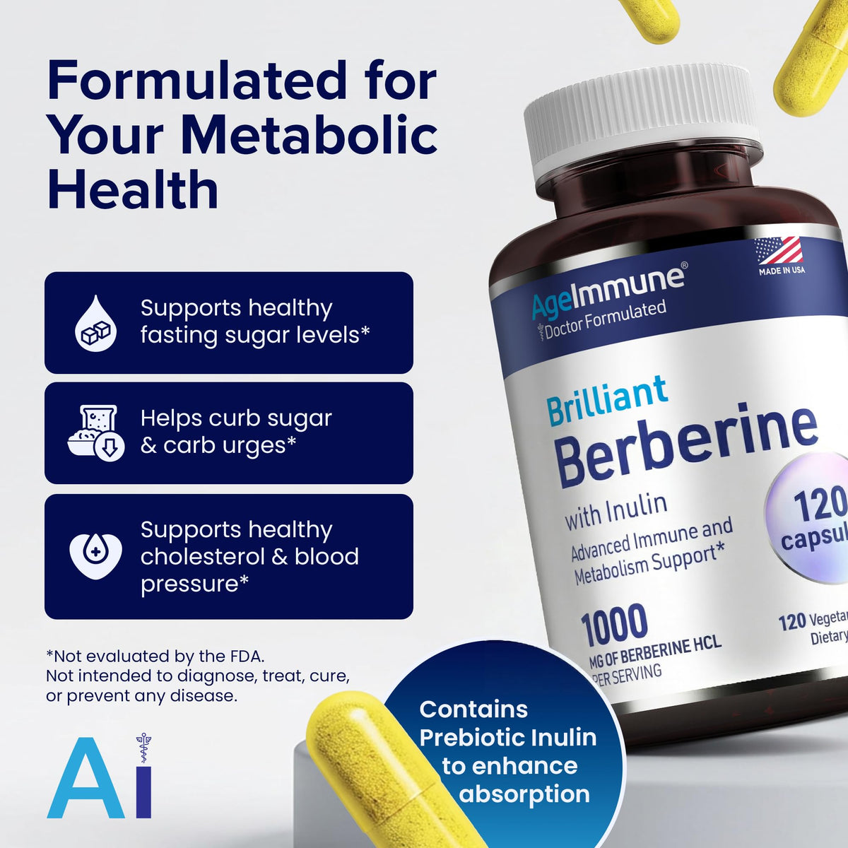 AgeImmune Berbérine 1000mg supplément sur une table
