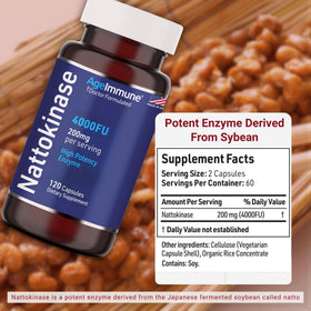AgeImmune Nattokinase 4000 FU 120 capsules sur fond neutre