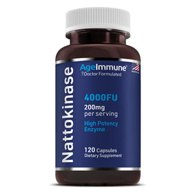 AgeImmune Nattokinase 4000 FU 200mg 120 capsules vue de face