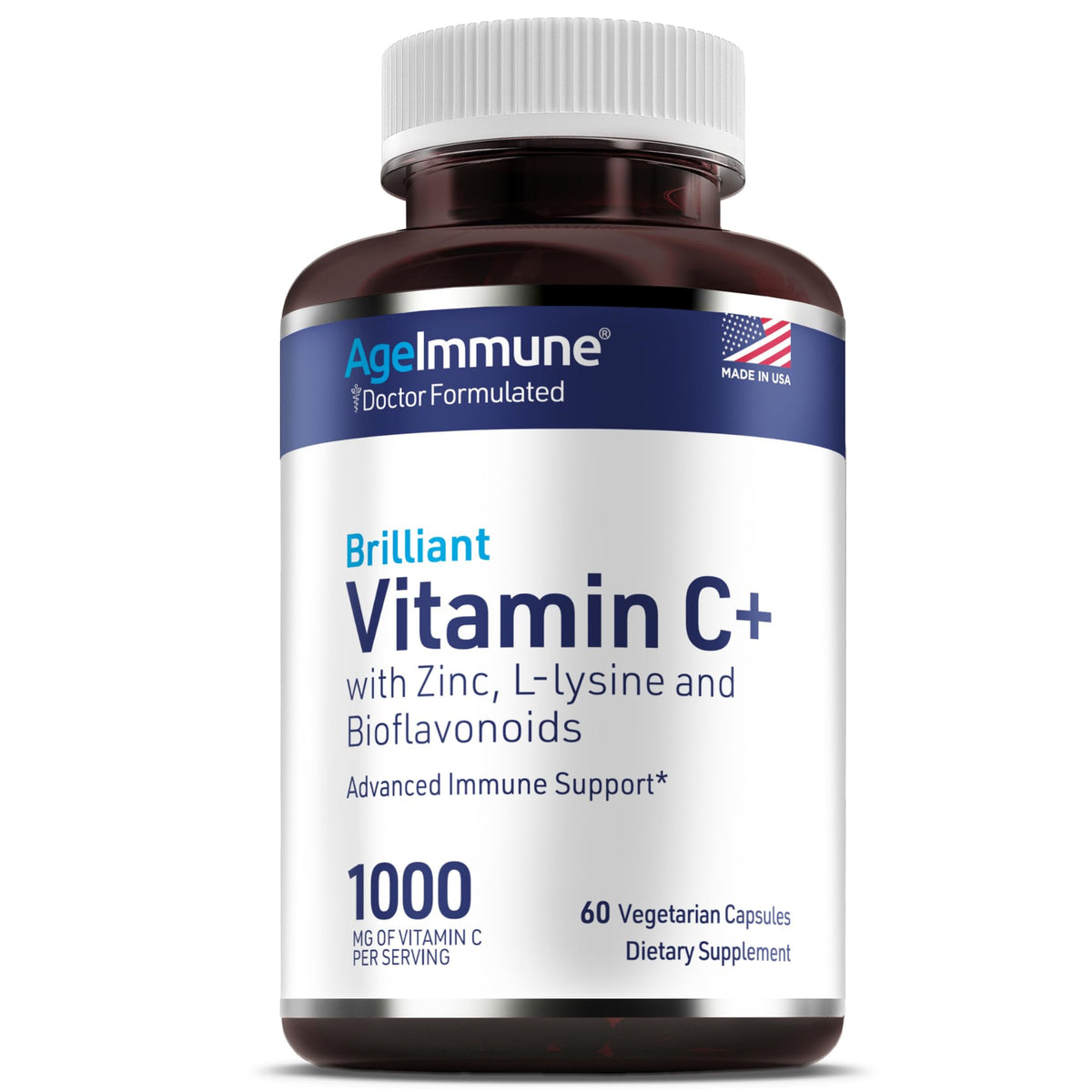 AgeImmune Vitamine C 1000mg Complexe face avant avec capsules