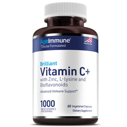 AgeImmune Vitamine C 1000mg Complexe face avant avec capsules